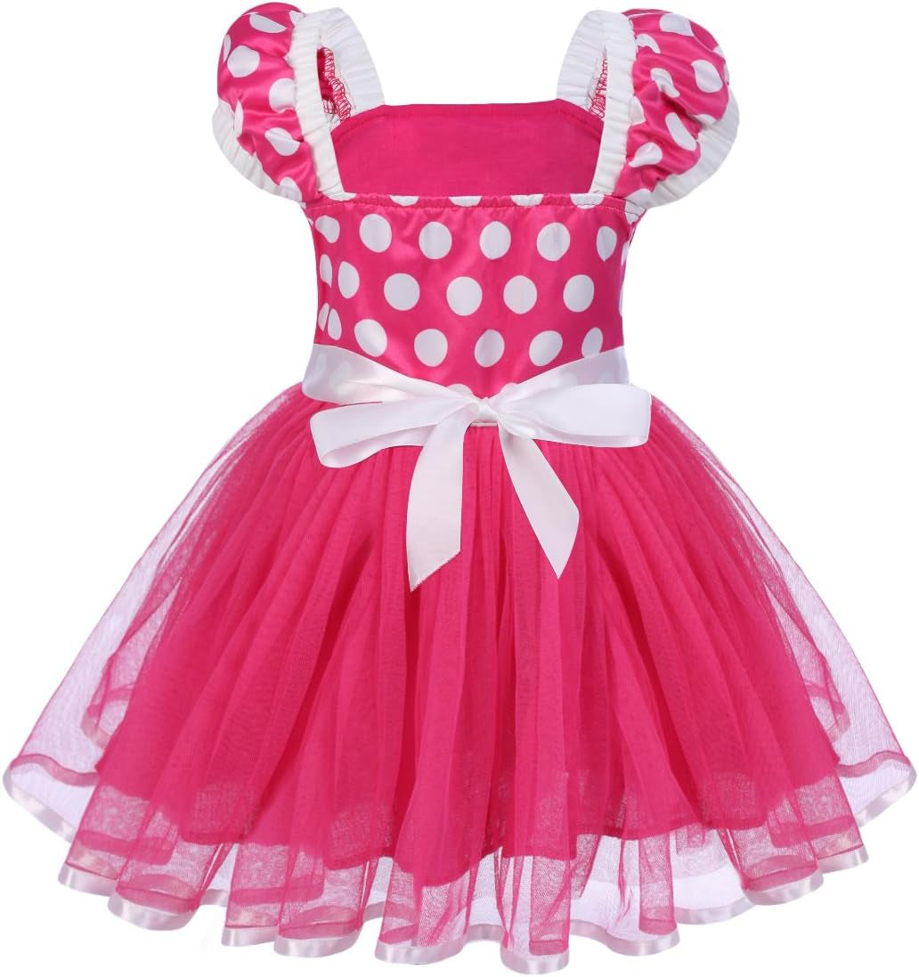 Girls' Polka Dots Princess Party Cosplay Pageant Fancy Costume Tutu Birthday Dress Up+Ears Headband