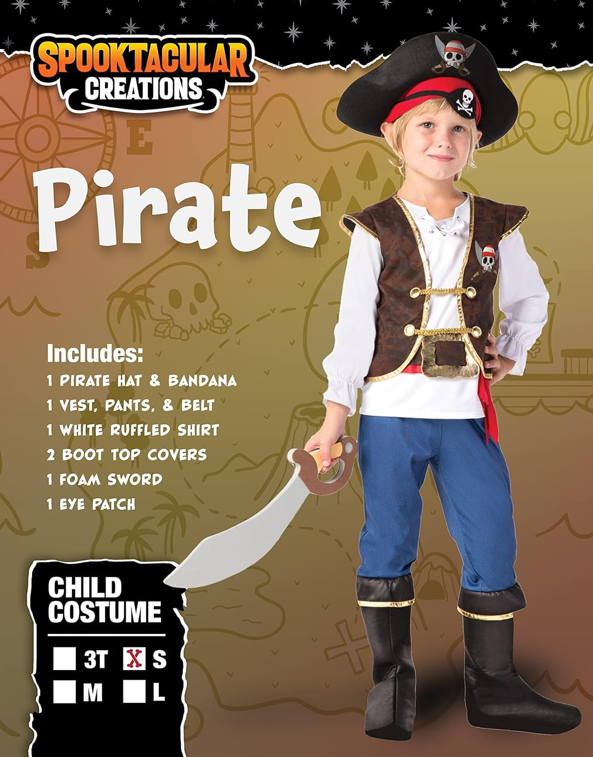 Halloween Pirate Costume Kids, Boys Pirate Costume Set for Toddler Halloween Dressup, Themed Party