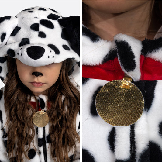 Kids Dalmatian Puppy Costume, Halloween Puppy Costume, Halloween Trick or Treat Party Dress Up, Ages 5-12