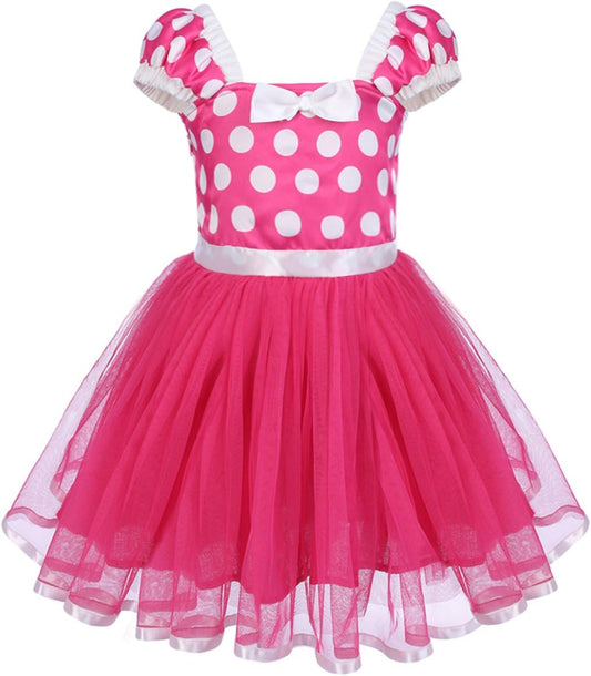 Girls' Polka Dots Princess Party Cosplay Pageant Fancy Costume Tutu Birthday Dress Up+Ears Headband