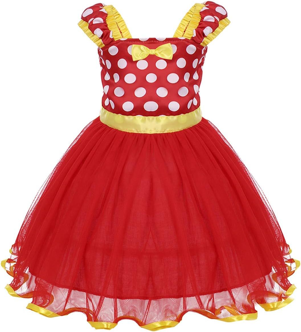 Girls' Polka Dots Princess Party Cosplay Pageant Fancy Costume Tutu Birthday Dress Up+Ears Headband