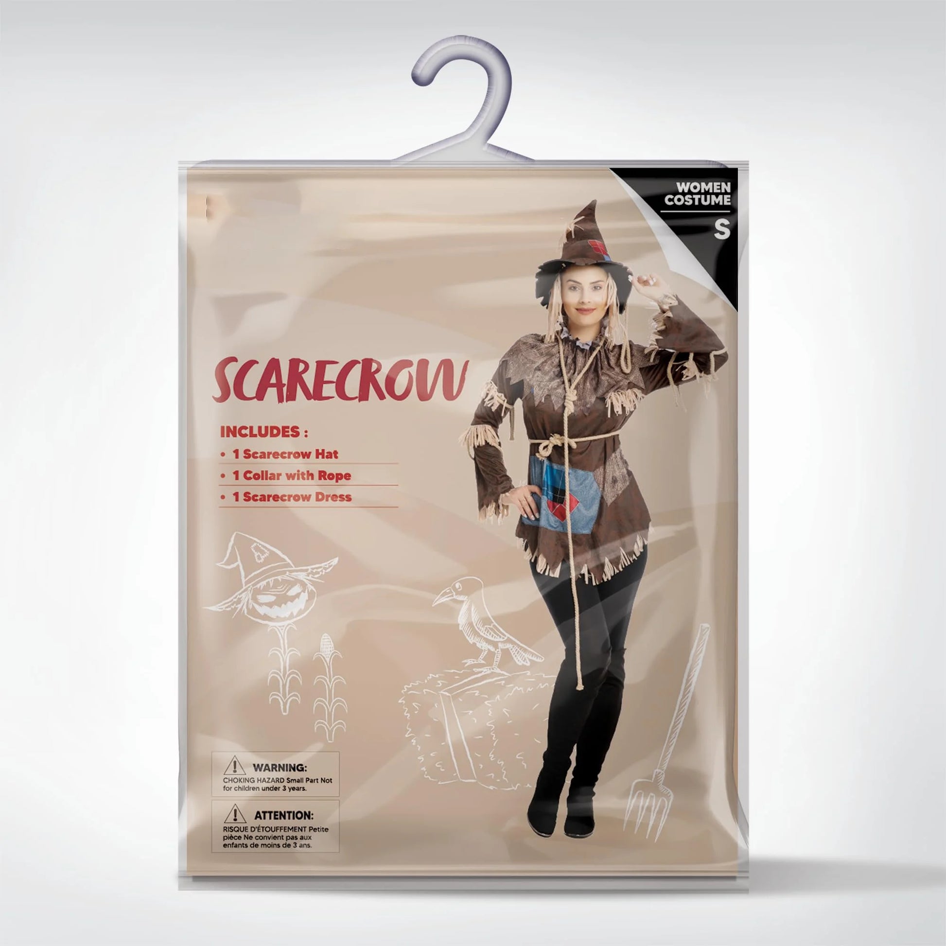 Scary Scarecrow Costume for Adult Women Halloween Dress up Party Cosplay