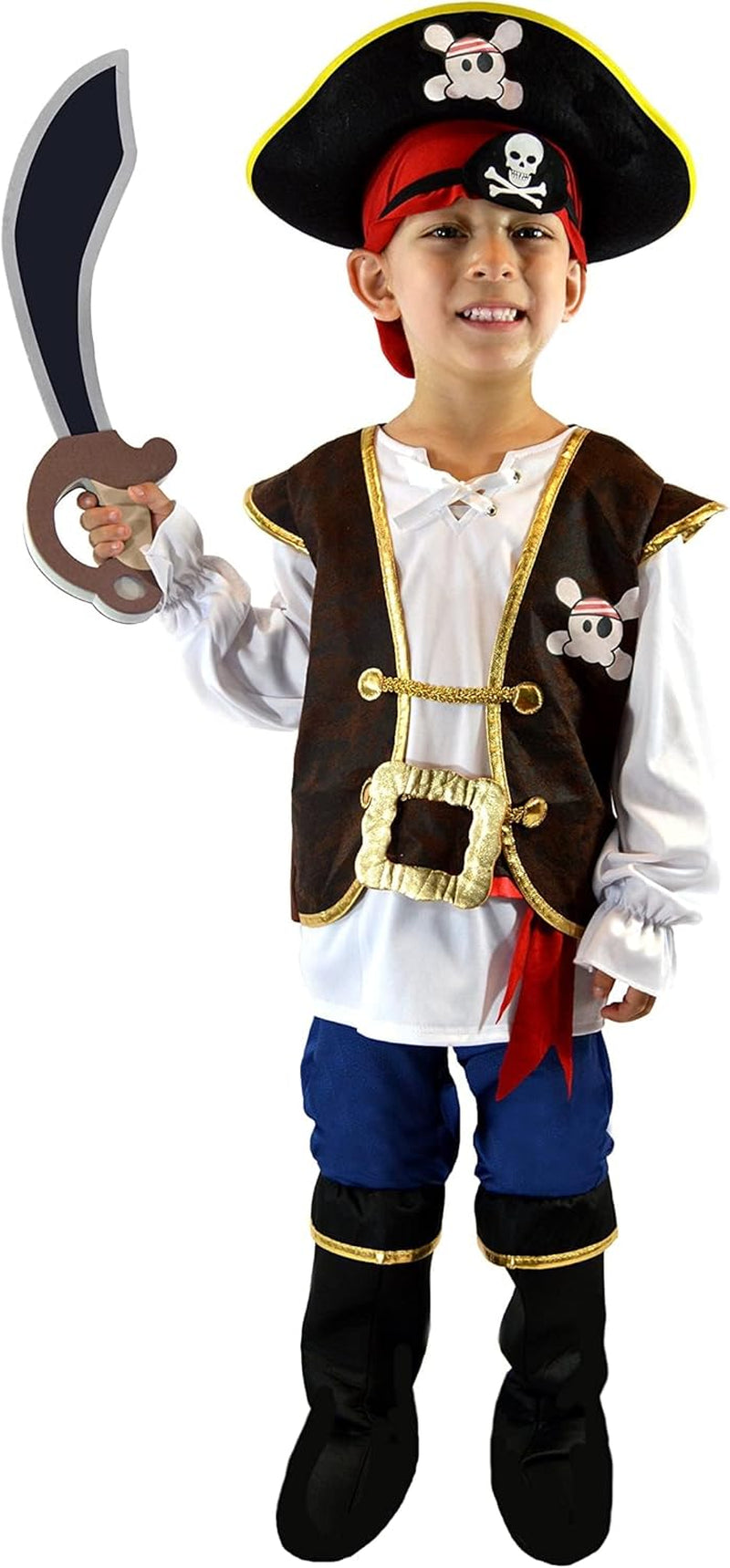 Halloween Pirate Costume Kids, Boys Pirate Costume Set for Toddler Halloween Dressup, Themed Party