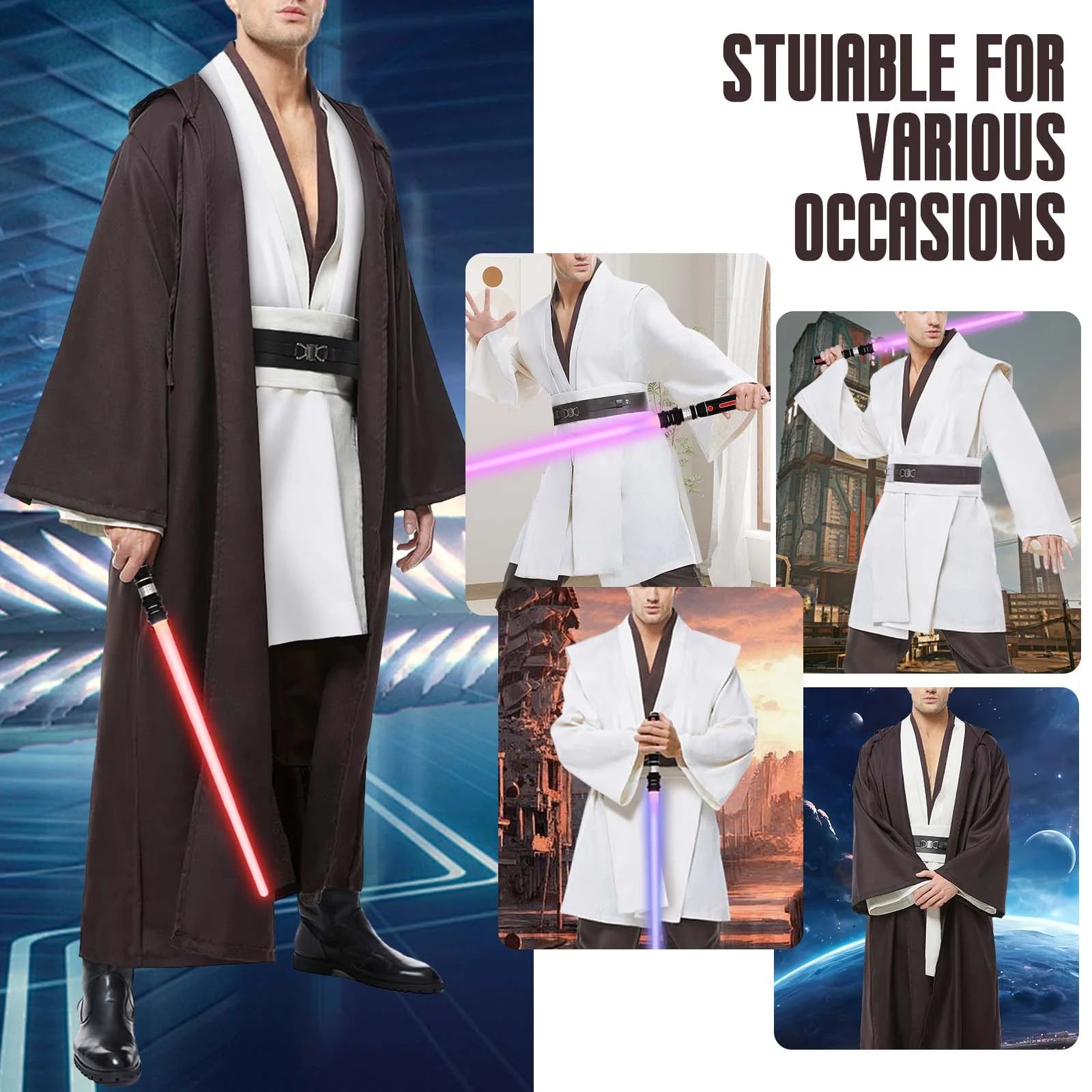Halloween Costume for Men Halloween Cosplay Costume Long Hooded Robe Uniform with Cloak